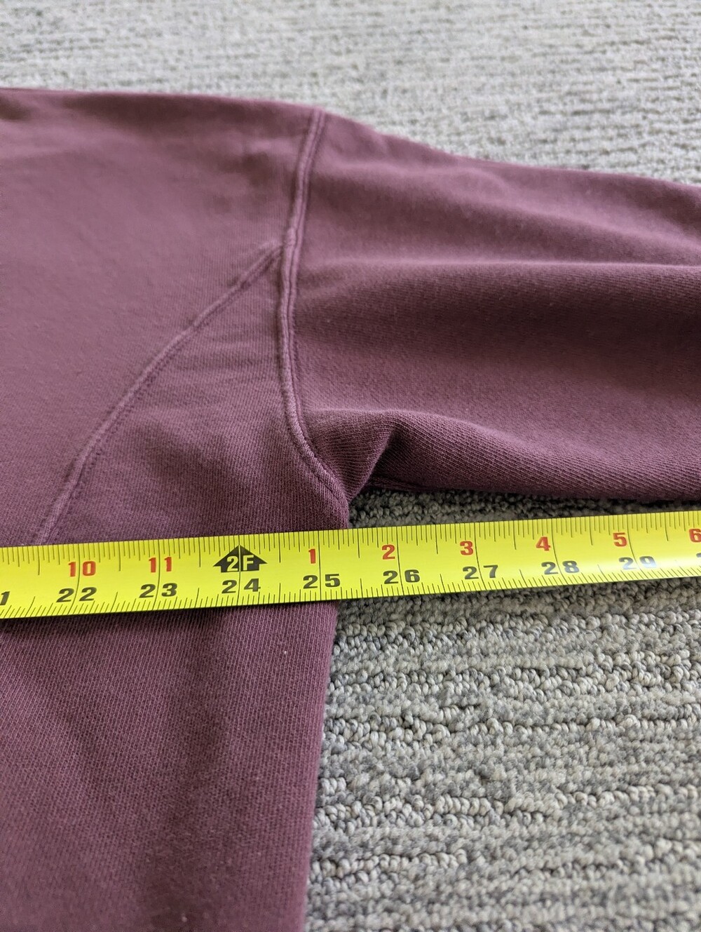 Aerie Oversized Crewneck Sweatshirt Distressed Cozy Maroon Relaxed Fit - Picture 5 of 8